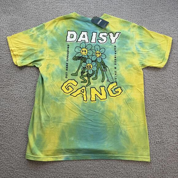 Zumiez A-Lab Daisy Gang Tie Dye T Shirt Large Green Smiley Flower Streetwear Tee - Picture 2 of 6